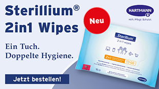 Sterillium® 2in1 Wipes, Hände- und Flaechendesinfektion in einem einzigen Produkt, beseitigen 99,99 % der Bakterien, Hefepilze und speziellen Viren, hartmann, desinfektionstuecher