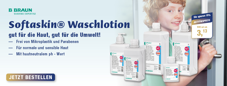 MediQuick | softaskin faltflasche, b braun, waschlotion mit hautneutralem ph-wert, frei von mikroplastik und parabenen, für normale und sensible Haut, 15% sparen