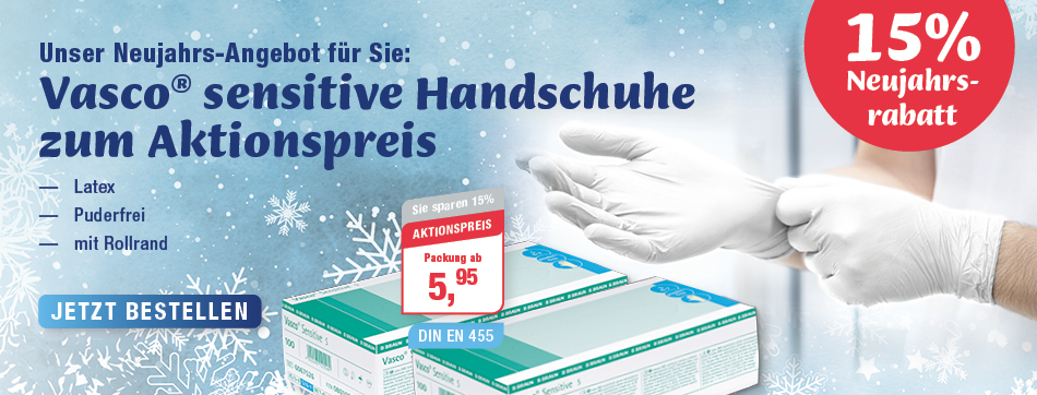 MediQuick |  Vasco® sensitive Handschuhe, puderfrei, latex, mit Rollrand, 15% Rabatt sparen, bbraun