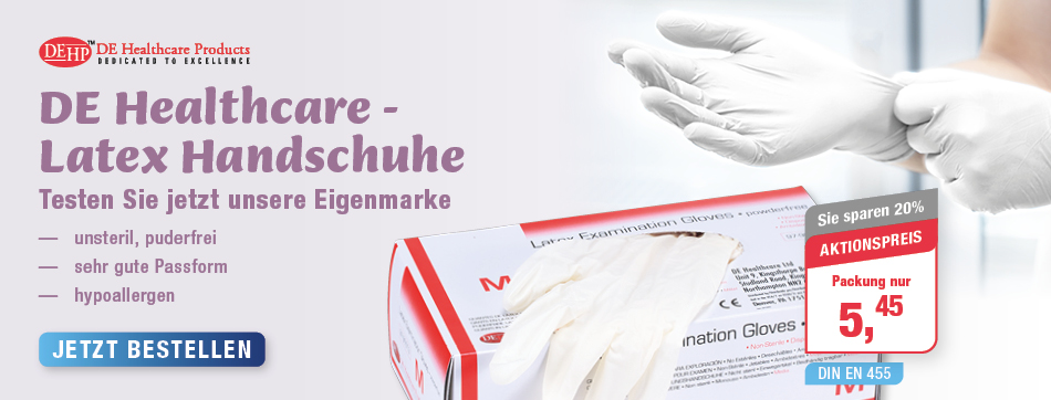 MediQuick | DE Healthcare Latex - Handschuhe, unsteril, puderfrei, sehr gute Passform, aus hellem Latex, hypoallergen, mediquick