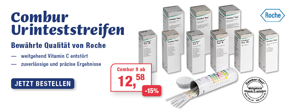 weitgehend Vitamin C entstoert, zuverlaessige und praezise Ergebnisse, combur urinteststreifen, roche
