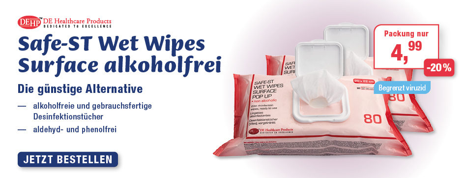 desinfektionstuecher, alkoholfreie, gebrauchsfertige Desinfektionstuecher; begrenzt viruzid, aldehyd- und phenolfrei