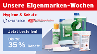 eigenmarke, de healthcare, cybertech, desinfektion, hygiene, handdesinfektion, flaechendesinfektion, desinfektionstuecher