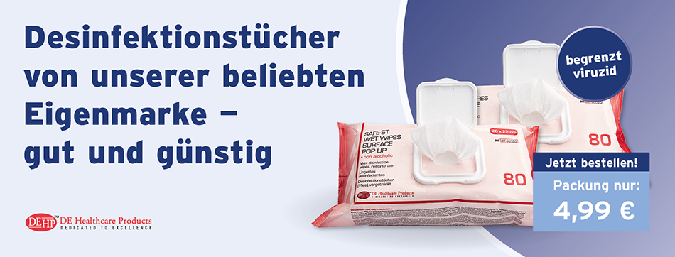 alkoholfreie desinfektionstuecher, flowpack, begrenzt viruzid