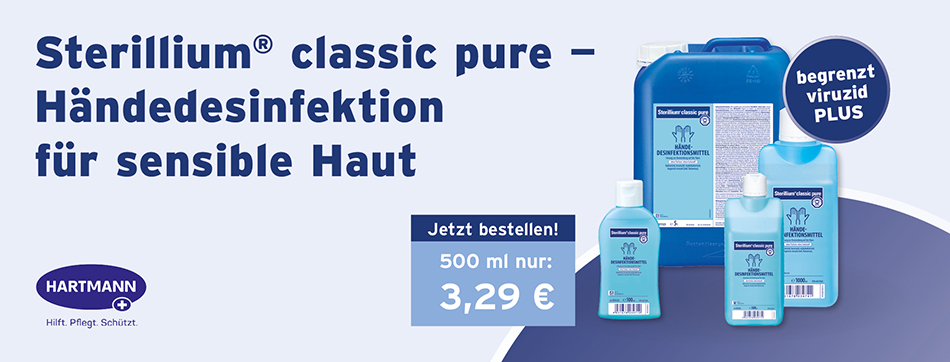 sterillium classic pure, haendedesinfektion, fuer sensible haut, begrenzt viruzid PLUS