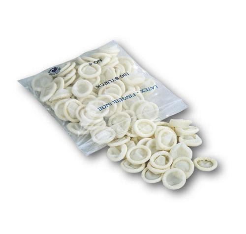 Fingerlinge aus Latex, groß, Gr. 4, 100St Fingerlinge aus Latex, groß, Gr. 4, 100St