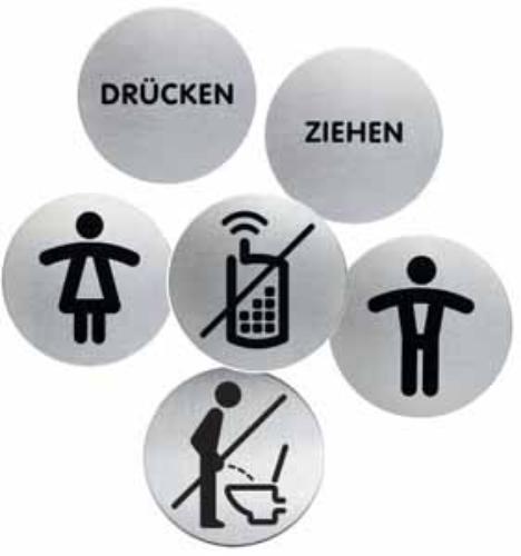 Schild Picto Drücken 65 mm rund, Stück Schild Picto Drücken 65 mm rund, Stück