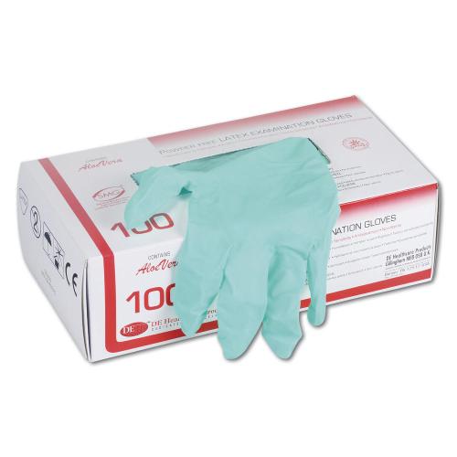 DE-Latexhandschuhe Aloe puderfrei grün XS, 100 Stck