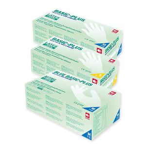 Basic plus Handschuhe Latex Gr. M puderfrei Pa 100 St