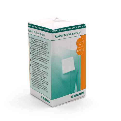 Askina Mullkompr. 8fach unsteril, 7,5x7,5cm, 100St Askina Mullkompr. 8fach unsteril, 7,5x7,5cm, 100St