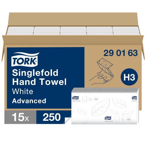 Tork Advanced Handtuch, Zickzackfalzung, 24,8 x 23 cm, 2-lagig, weiß, 3.750 Stück