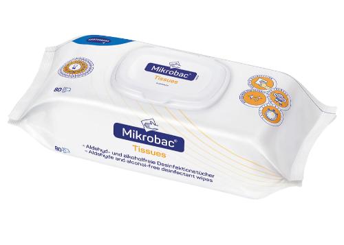 Mikrobac Tissues, Schnelldesinfektion, Tuchgröße: 18 x 20 cm, Flowpack, 80 Tücher