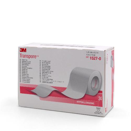 Transpore Transparent Fixierpflaster, 1,25 cm x 9,1 m, Packung 24 Rollen