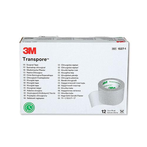 Transpore Transparent Fixierpflaster, 2,5 cm x 9,1 m, Packung 12 Rollen