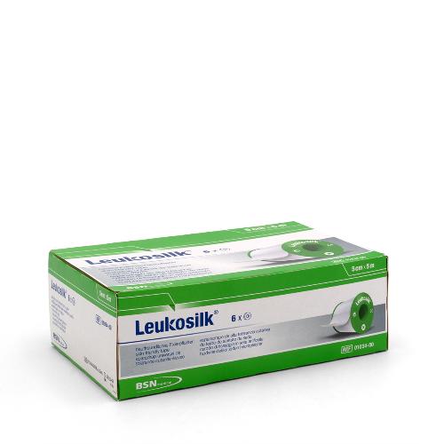 Leukosilk Fixierpflaster, 5 cm x 5 m, 6 Stück