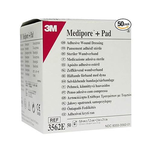 Medipore + Pad, steriler Wundverband, 5 x 7,2 cm, Wundkissen: 2,5 x 3,8 cm, 50 Stück