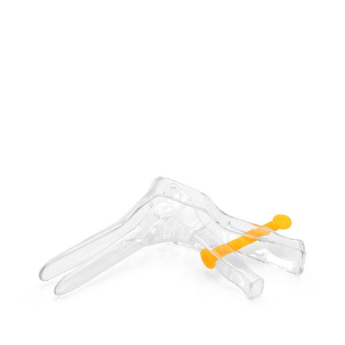 Vaginalspekulum mit Zentralverschluss, Einmalinstrument aus Kunststoff, steril, gelb, Gr. XXS, virgin, Ø 16 mm, 100 Stück