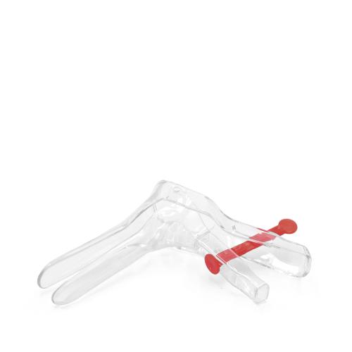 Vaginalspekulum mit Zentralverschluss, Einmalinstrument aus Kunststoff, steril, rot, Gr. M, mittel, Ø 26 mm, 100 Stück