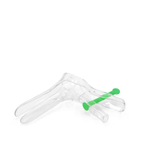 Vaginalspekulum mit Zentralverschluss, Einmalinstrument aus Kunststoff, steril, grün, Gr. L, groß, Ø 30 mm, 100 Stück