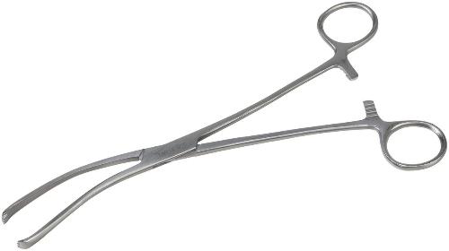 Fasszange Allis, Einmalinstrument aus Metall, steril, gebogen, Länge: 23 cm, 1 Stück